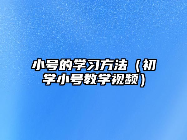 小號(hào)的學(xué)習(xí)方法（初學(xué)小號(hào)教學(xué)視頻）