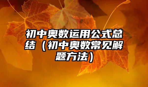 初中奧數(shù)運用公式總結(jié)（初中奧數(shù)常見解題方法）