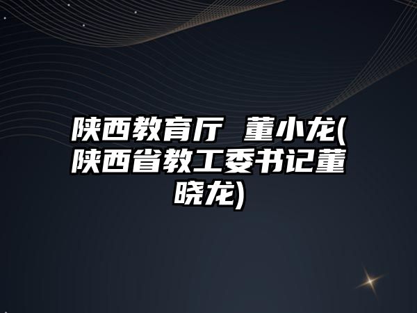 陜西教育廳 董小龍(陜西省教工委書記董曉龍)