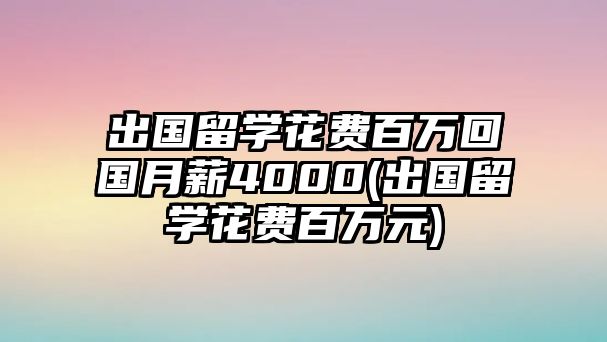 出國(guó)留學(xué)花費(fèi)百萬(wàn)回國(guó)月薪4000(出國(guó)留學(xué)花費(fèi)百萬(wàn)元)