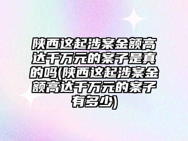 陜西這起涉案金額高達千萬元的案子是真的嗎(陜西這起涉案金額高達千萬元的案子有多少)