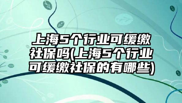 上海5個(gè)行業(yè)可緩繳社保嗎(上海5個(gè)行業(yè)可緩繳社保的有哪些)