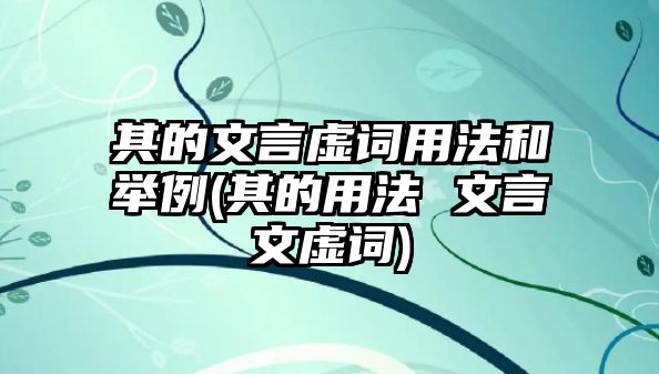 其的文言虛詞用法和舉例(其的用法 文言文虛詞)