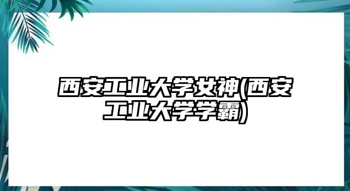 西安工業(yè)大學女神(西安工業(yè)大學學霸)