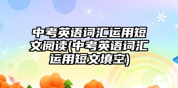 中考英語詞匯運用短文閱讀(中考英語詞匯運用短文填空)