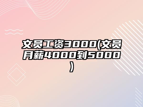 文員工資3000(文員月薪4000到5000)