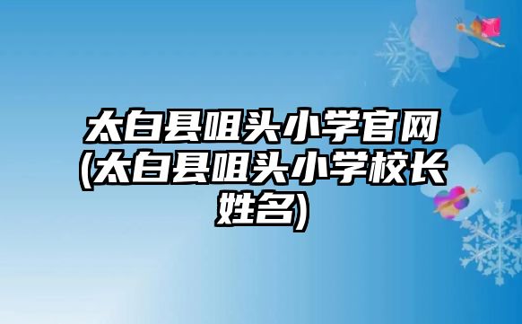 太白縣咀頭小學官網(wǎng)(太白縣咀頭小學校長姓名)