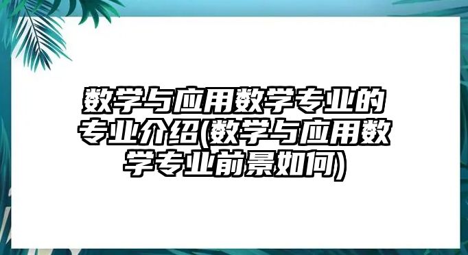 數(shù)學與應用數(shù)學專業(yè)的專業(yè)介紹(數(shù)學與應用數(shù)學專業(yè)前景如何)