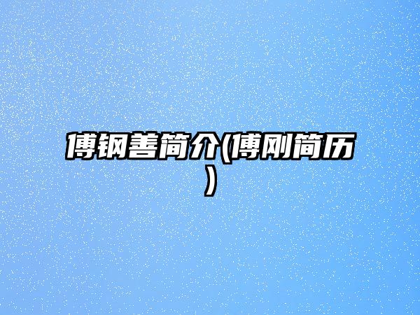 傅鋼善簡(jiǎn)介(傅剛簡(jiǎn)歷)