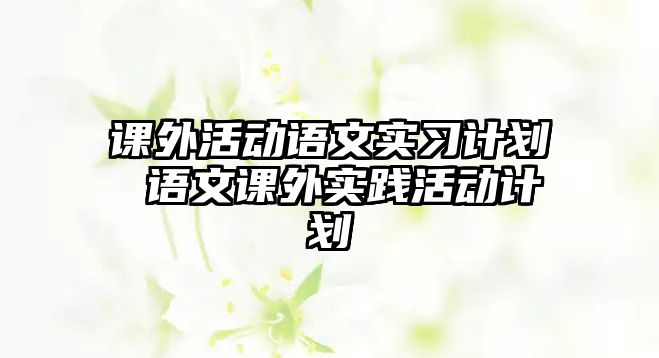 課外活動語文實習計劃 語文課外實踐活動計劃