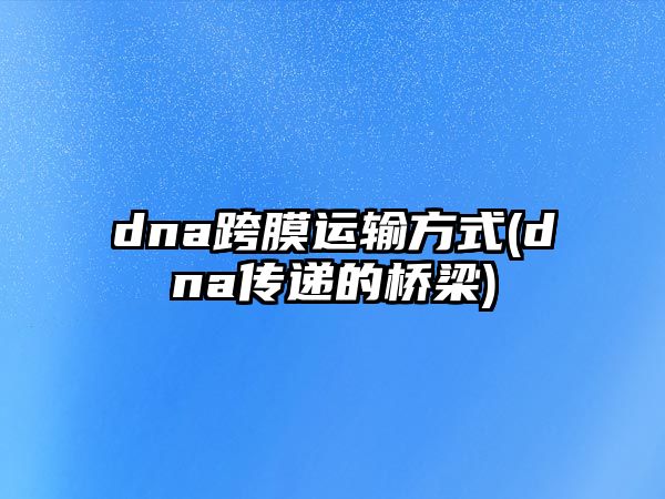 dna跨膜運(yùn)輸方式(dna傳遞的橋梁)