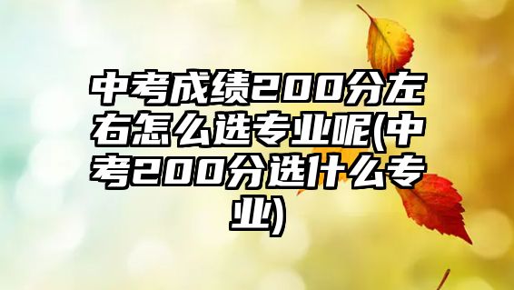 中考成績200分左右怎么選專業(yè)呢(中考200分選什么專業(yè))