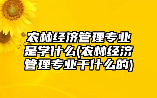 農(nóng)林經(jīng)濟管理專業(yè)是學(xué)什么(農(nóng)林經(jīng)濟管理專業(yè)干什么的)