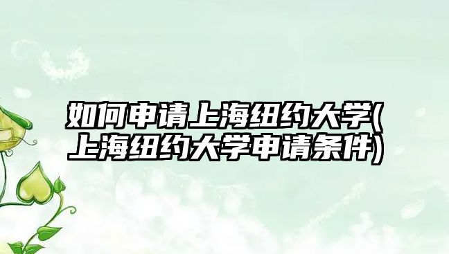 如何申請上海紐約大學(xué)(上海紐約大學(xué)申請條件)