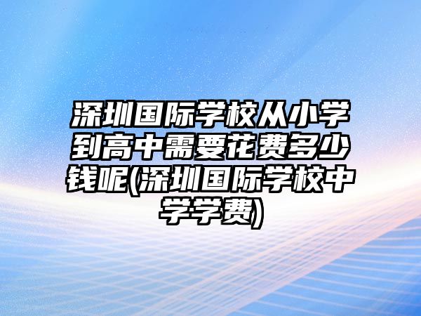 深圳國際學(xué)校從小學(xué)到高中需要花費(fèi)多少錢呢(深圳國際學(xué)校中學(xué)學(xué)費(fèi))