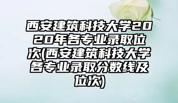 西安建筑科技大學(xué)2020年各專業(yè)錄取位次(西安建筑科技大學(xué)各專業(yè)錄取分?jǐn)?shù)線及位次)