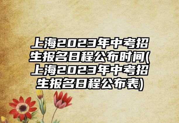 上海2023年中考招生報名日程公布時間(上海2023年中考招生報名日程公布表)