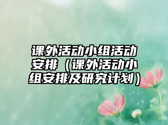 課外活動(dòng)小組活動(dòng)安排（課外活動(dòng)小組安排及研究計(jì)劃）