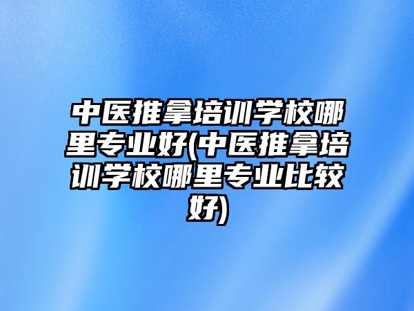 中醫(yī)推拿培訓(xùn)學(xué)校哪里專業(yè)好(中醫(yī)推拿培訓(xùn)學(xué)校哪里專業(yè)比較好)