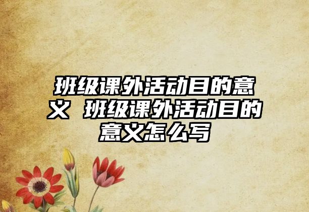 班級課外活動目的意義 班級課外活動目的意義怎么寫