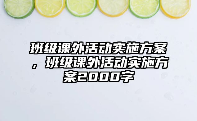 班級課外活動實施方案，班級課外活動實施方案2000字