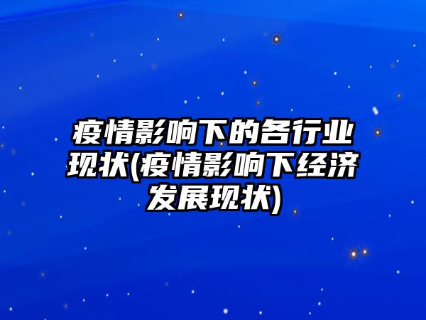 疫情影響下的各行業(yè)現(xiàn)狀(疫情影響下經(jīng)濟(jì)發(fā)展現(xiàn)狀)