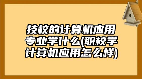 技校的計算機應用專業(yè)學什么(職校學計算機應用怎么樣)