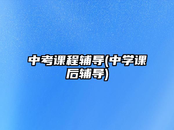 中考課程輔導(dǎo)(中學(xué)課后輔導(dǎo))