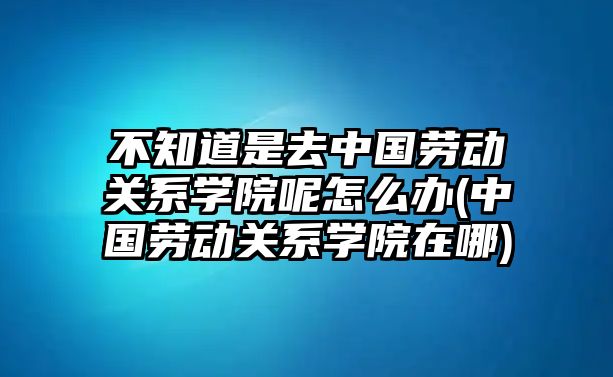 不知道是去中國勞動(dòng)關(guān)系學(xué)院呢怎么辦(中國勞動(dòng)關(guān)系學(xué)院在哪)