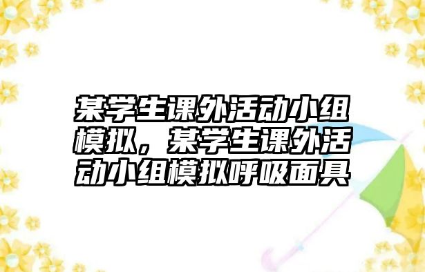 某學(xué)生課外活動小組模擬，某學(xué)生課外活動小組模擬呼吸面具