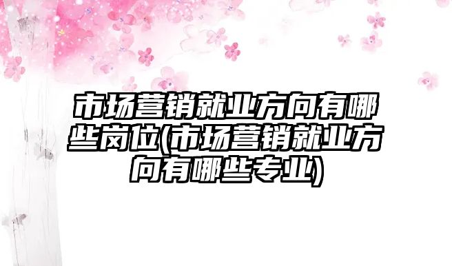 市場營銷就業(yè)方向有哪些崗位(市場營銷就業(yè)方向有哪些專業(yè))