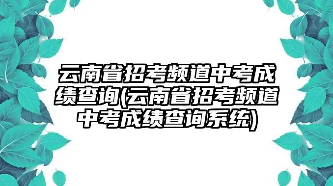 云南省招考頻道中考成績查詢(云南省招考頻道中考成績查詢系統(tǒng))