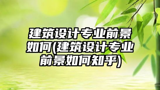 建筑設計專業(yè)前景如何(建筑設計專業(yè)前景如何知乎)