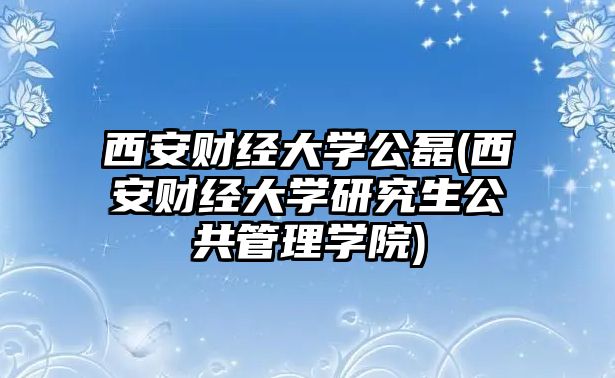 西安財(cái)經(jīng)大學(xué)公磊(西安財(cái)經(jīng)大學(xué)研究生公共管理學(xué)院)