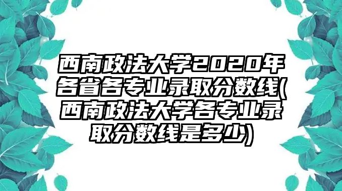 西南政法大學(xué)2020年各省各專業(yè)錄取分數(shù)線(西南政法大學(xué)各專業(yè)錄取分數(shù)線是多少)