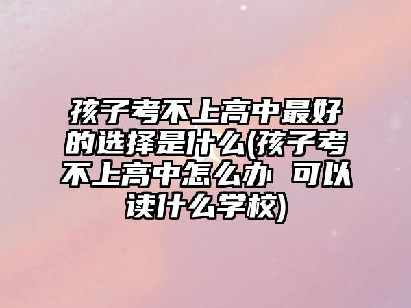 孩子考不上高中最好的選擇是什么(孩子考不上高中怎么辦 可以讀什么學校)