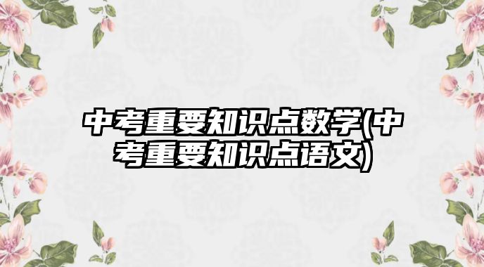 中考重要知識(shí)點(diǎn)數(shù)學(xué)(中考重要知識(shí)點(diǎn)語文)