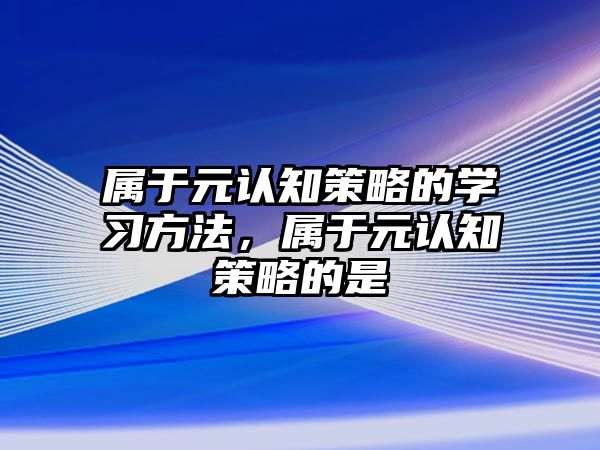 屬于元認知策略的學習方法，屬于元認知策略的是