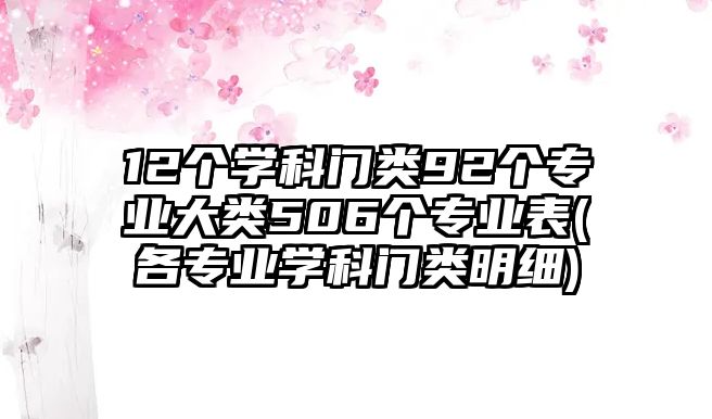 12個學(xué)科門類92個專業(yè)大類506個專業(yè)表(各專業(yè)學(xué)科門類明細(xì))