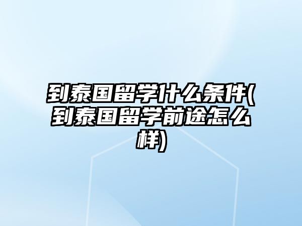 到泰國(guó)留學(xué)什么條件(到泰國(guó)留學(xué)前途怎么樣)