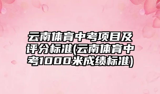 云南體育中考項目及評分標準(云南體育中考1000米成績標準)