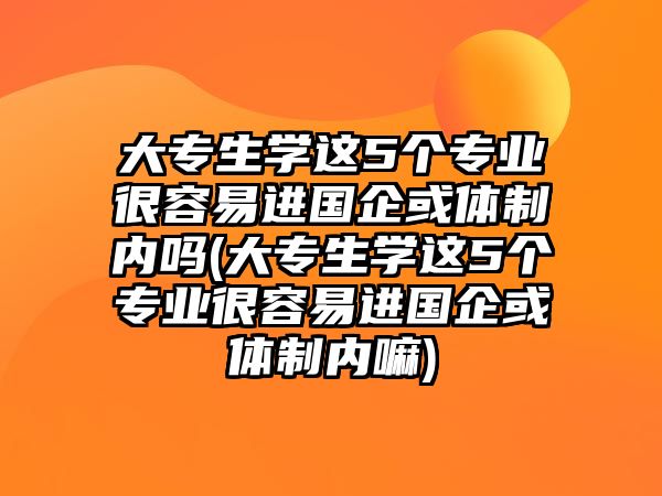 大專生學(xué)這5個(gè)專業(yè)很容易進(jìn)國(guó)企或體制內(nèi)嗎(大專生學(xué)這5個(gè)專業(yè)很容易進(jìn)國(guó)企或體制內(nèi)嘛)