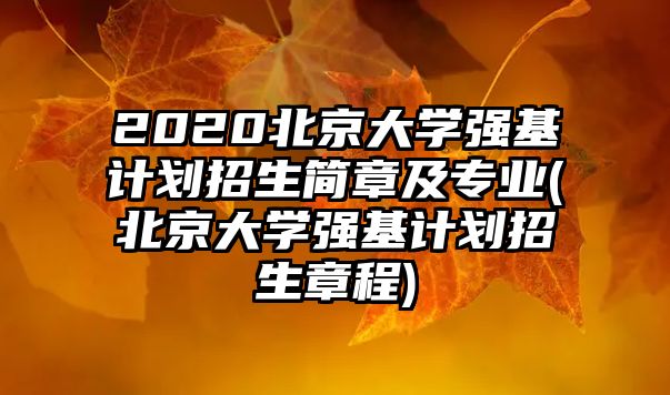 2020北京大學強基計劃招生簡章及專業(yè)(北京大學強基計劃招生章程)