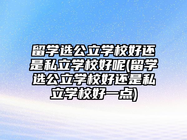 留學(xué)選公立學(xué)校好還是私立學(xué)校好呢(留學(xué)選公立學(xué)校好還是私立學(xué)校好一點(diǎn))