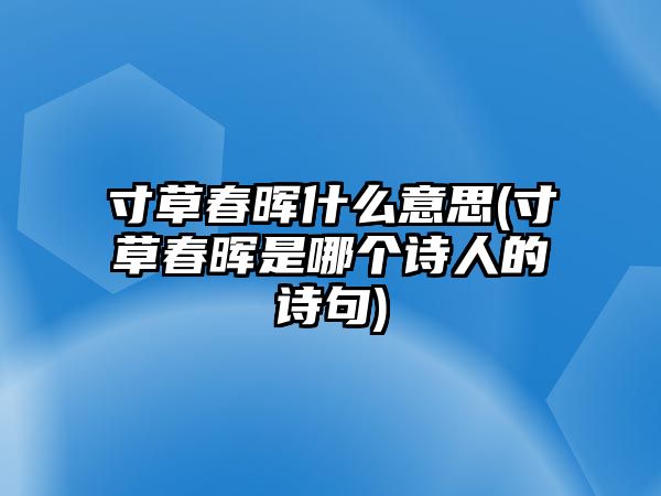 寸草春暉什么意思(寸草春暉是哪個(gè)詩(shī)人的詩(shī)句)