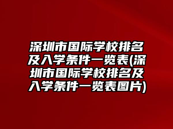 深圳市國際學校排名及入學條件一覽表(深圳市國際學校排名及入學條件一覽表圖片)