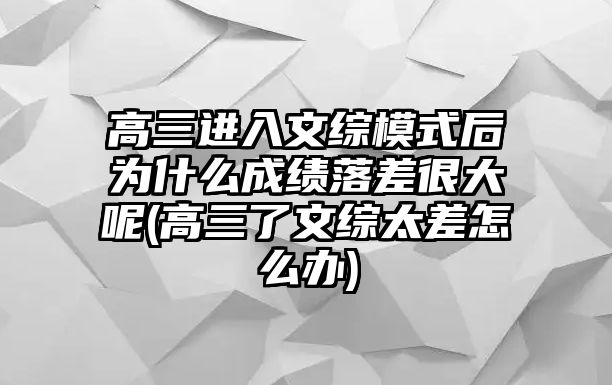 高三進(jìn)入文綜模式后為什么成績落差很大呢(高三了文綜太差怎么辦)