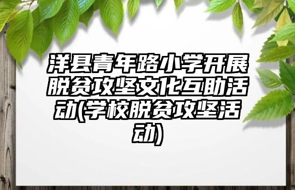 洋縣青年路小學(xué)開展脫貧攻堅文化互助活動(學(xué)校脫貧攻堅活動)