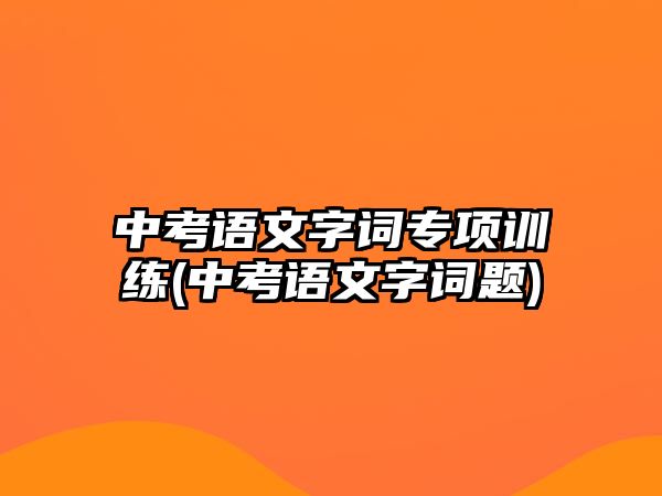 中考語(yǔ)文字詞專(zhuān)項(xiàng)訓(xùn)練(中考語(yǔ)文字詞題)