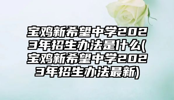 寶雞新希望中學2023年招生辦法是什么(寶雞新希望中學2023年招生辦法最新)